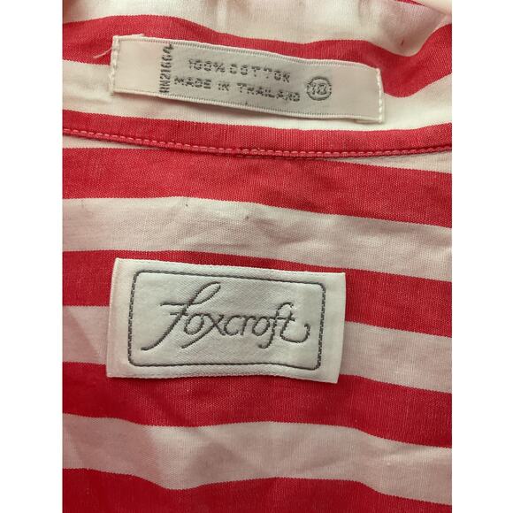 Foxcroft Button Down Shirt Womens 10 Red Striped Dog Appliqué - Picture 6 of 7